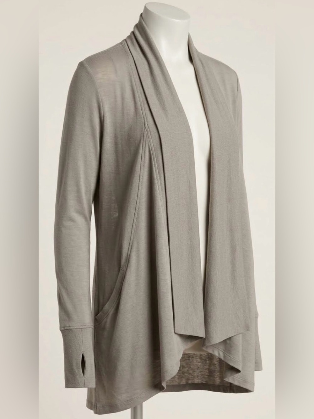 Athleta Lightweight Draped Open-Front Cardigan - Light Gray